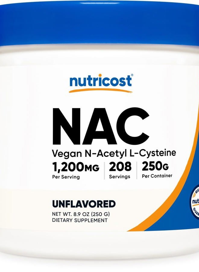 Nutricost مسحوق ن-أسيتيل ل-سيستين (NAC) 250 جرام - NAC نباتي، غير معدل وراثيًا، خالي من الغلوتين - Image 1