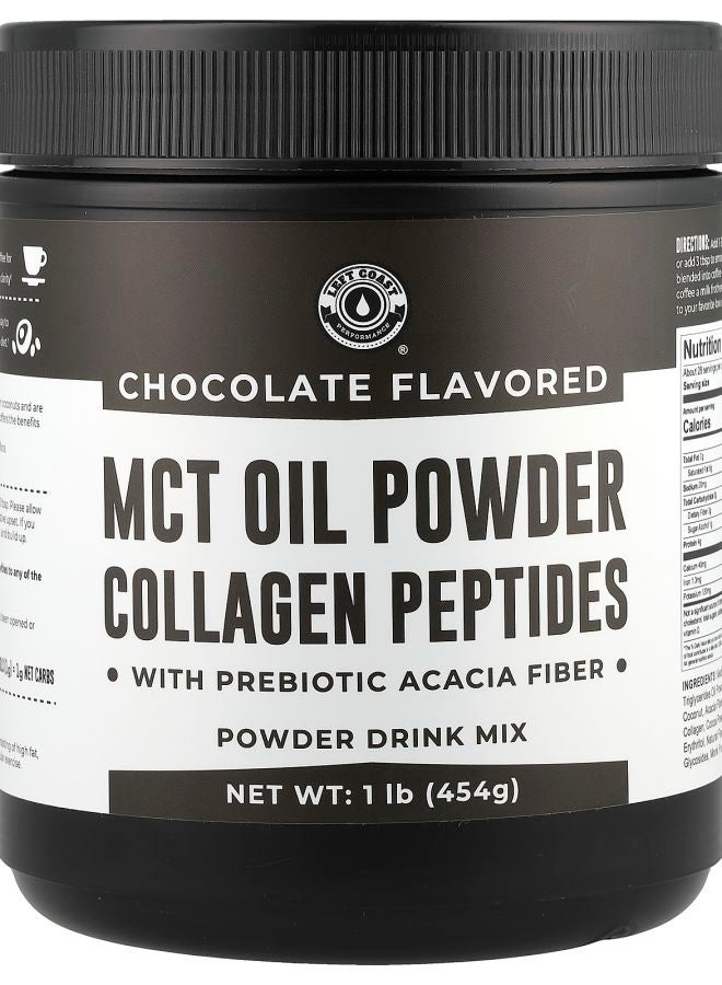 Left Coast Performance MCT Oil Powder Collagen Peptides with Prebiotic Acacia Fiber Chocolate 1 lb (454 g)