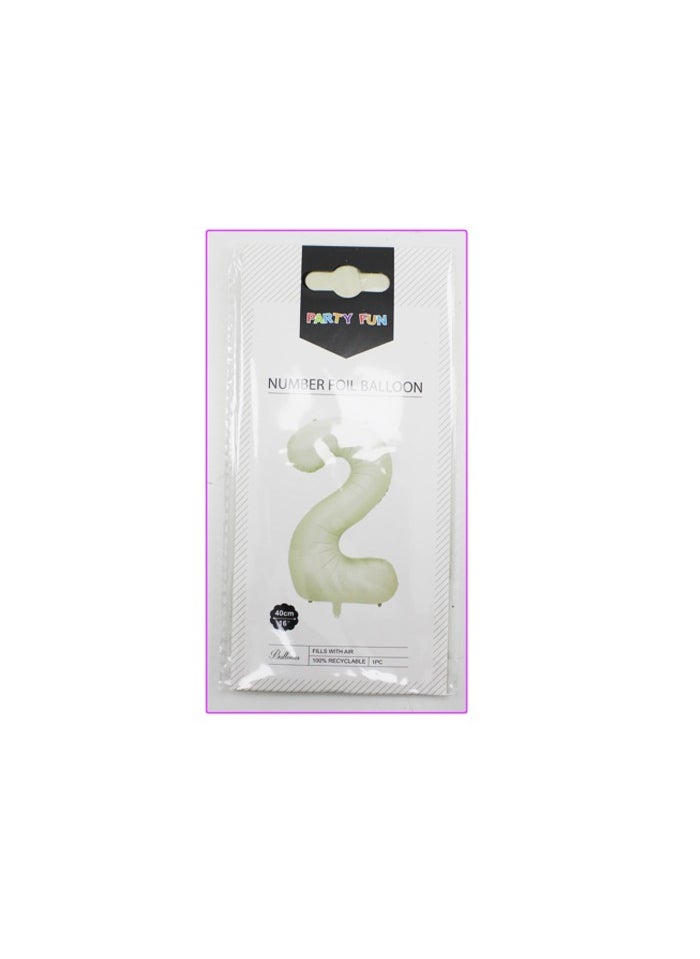 بارتي فن بالون رقم رقائق معدنية 16 بوصة رقم 2 لون كريم - Image 3