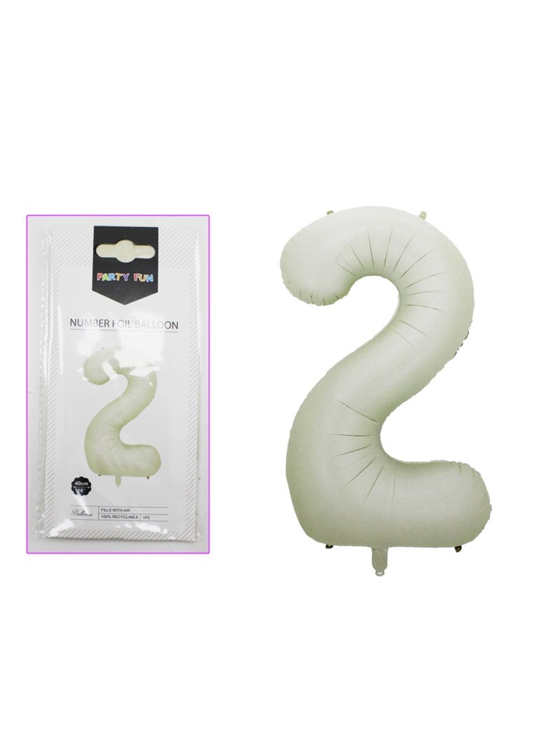 بارتي فن بالون رقم رقائق معدنية 16 بوصة رقم 2 لون كريم - Image 2