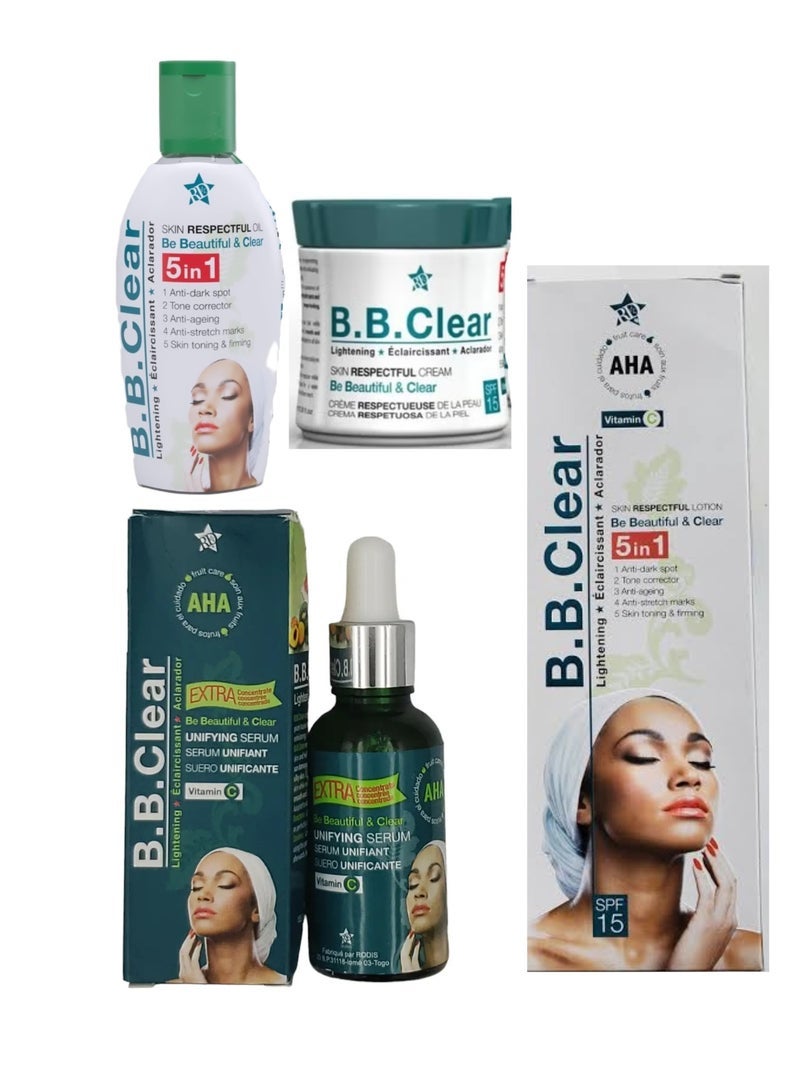 B.B.clear Full Set Lightening Lotion, Serum, Oil, Face Cream - Pack of 4 - Image 1