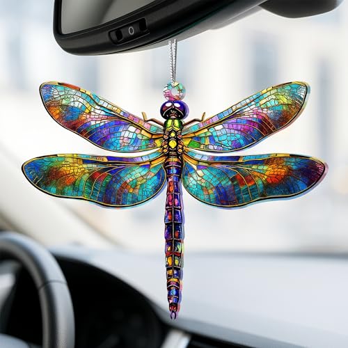 Sensemory Dragonfly Gifts for Women, Dragonflies Decor Suncatcher Effect, Dragon Fly Stained Glass Effect, Dragonfly Ornaments for Christmas Tree Decoration, Birthday Gift for Mom (Radiant Prism) - Image 4