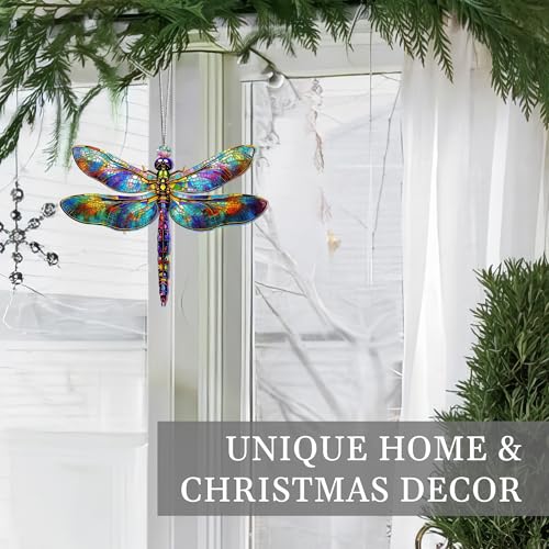 Sensemory Dragonfly Gifts for Women, Dragonflies Decor Suncatcher Effect, Dragon Fly Stained Glass Effect, Dragonfly Ornaments for Christmas Tree Decoration, Birthday Gift for Mom (Radiant Prism) - Image 2