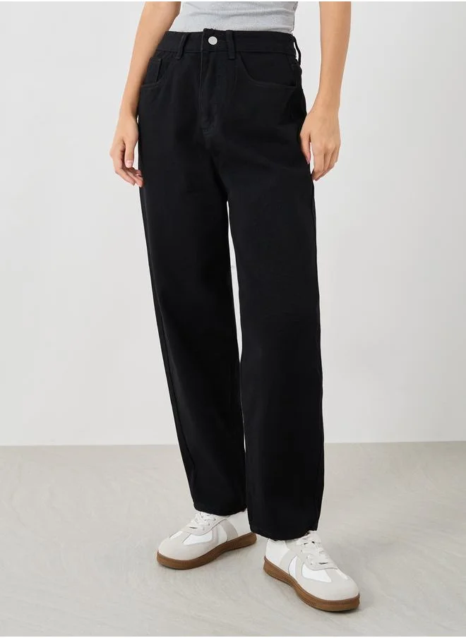 تايك تو Take Two Solid Mid Rise Tapered Jeans
