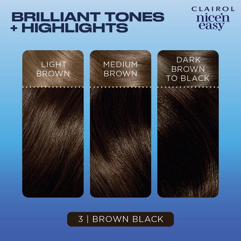 Clairol Nice'n Easy Permanent Hair Dye, 3 Brown Black Hair Color, Pack of 1 - Image 4