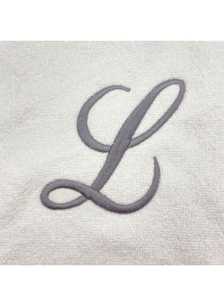 BYFT Embroidered For You (White) Luxury Monogrammed Bath Towel (70 x 140 Cm -Set of 1) 100% Cotton, Highly Absorbent and Quick dry Bath Linen -600 Gsm (Silver Letter L) - Image 3
