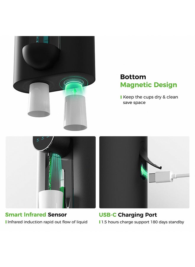 هاي هونور مضخة الغسول الفم بالاستشعار، سعة كبيرة 540 مل، تصميم يعمل بالشحن عبر USB، تعديل مرن بثلاث سرعات، عمر طويل، مناسبة للتركيب على الحائط / الطاولة (اللون: أسود).  - Image 3