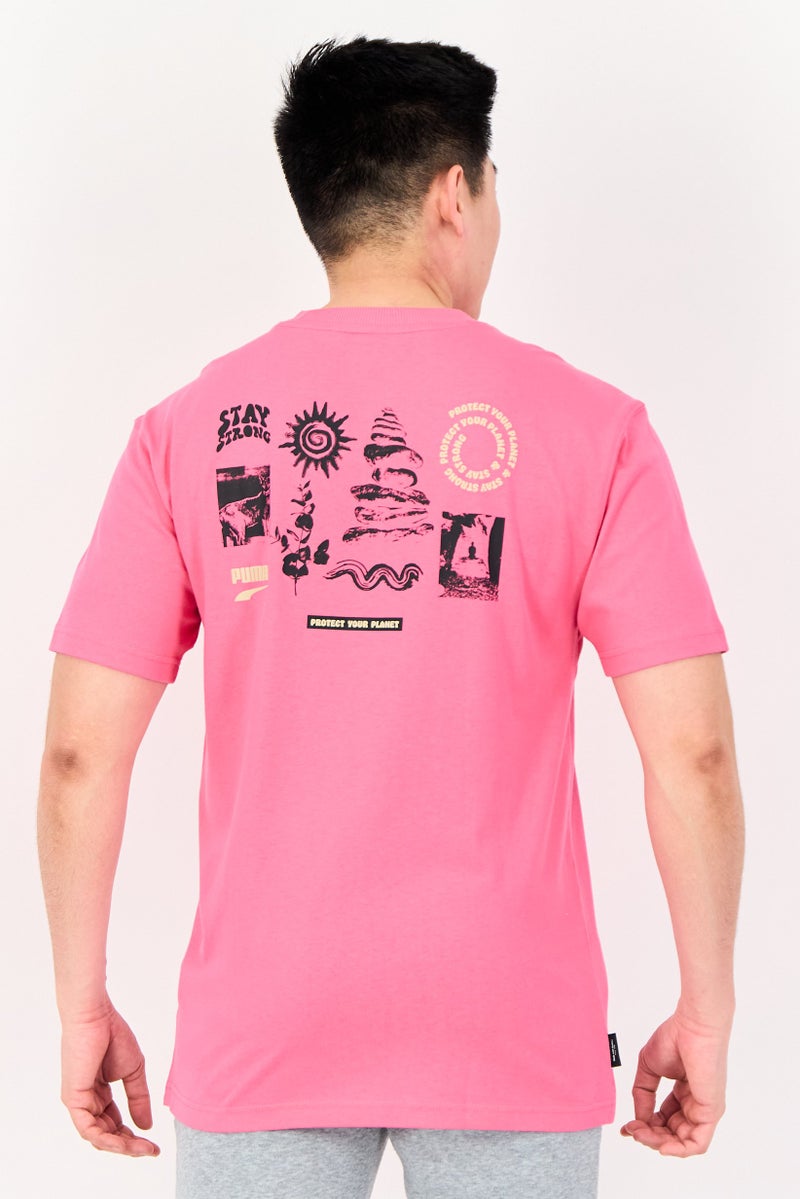 PUMA تي شيرتات رجالية بأكمام قصيرة ومريحة، خارجية، وردي - Image 3