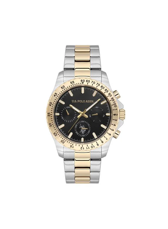 يو اس بولو اسن Crossing 42mm Multifunction Men's Watch with Black Dial & Stainless Steel Bracelet
