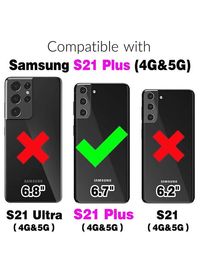 Asuwish Phone Case for Samsung Galaxy S21 Plus Glaxay S21+ 5G Wallet Detachable Cover with Tempered Glass Screen Protector and Flip Card Holder Cell Gaxaly S21+5G S21plus 21S + S 21 21+ G5 Women Black - Image 2