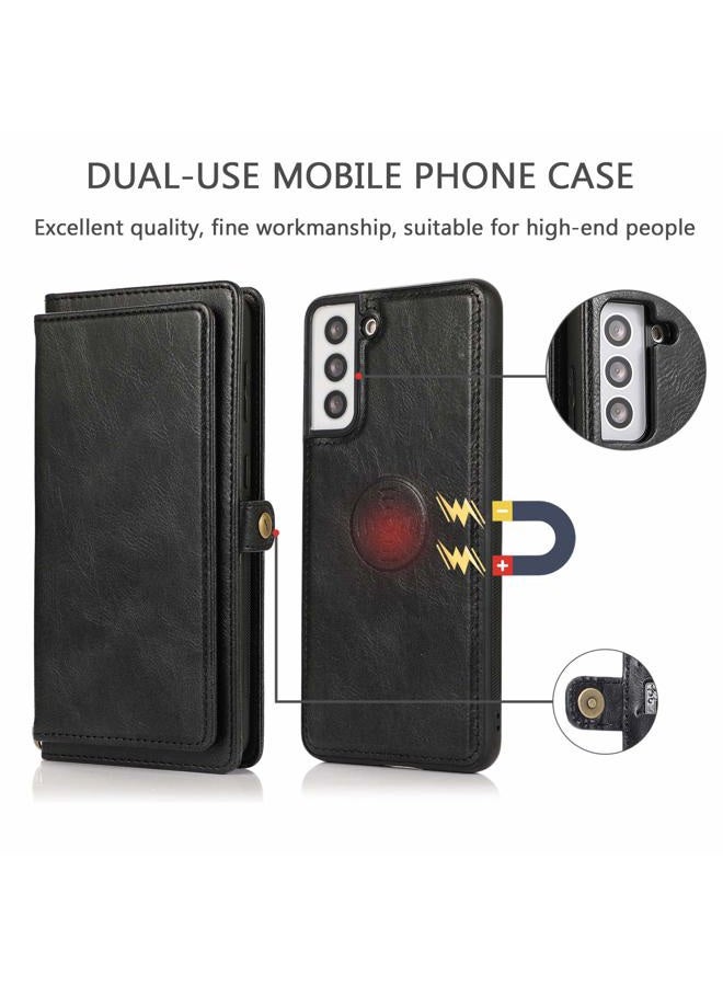 Asuwish Phone Case for Samsung Galaxy S21 Plus Glaxay S21+ 5G Wallet Detachable Cover with Tempered Glass Screen Protector and Flip Card Holder Cell Gaxaly S21+5G S21plus 21S + S 21 21+ G5 Women Black - Image 3