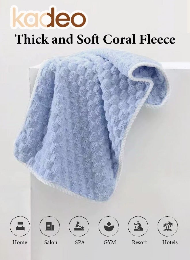 kadeo 3PCS Bath Towel Sets with Gift Box, Fade Resistant Coral Fleece Material, Soft Plush Jacquard Luxury 1 Bath Towels  and 2 Hand Towels, Quick Dry Towel Set Blue - Image 3