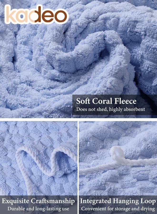 kadeo 3PCS Bath Towel Sets with Gift Box, Fade Resistant Coral Fleece Material, Soft Plush Jacquard Luxury 1 Bath Towels  and 2 Hand Towels, Quick Dry Towel Set Blue - Image 4