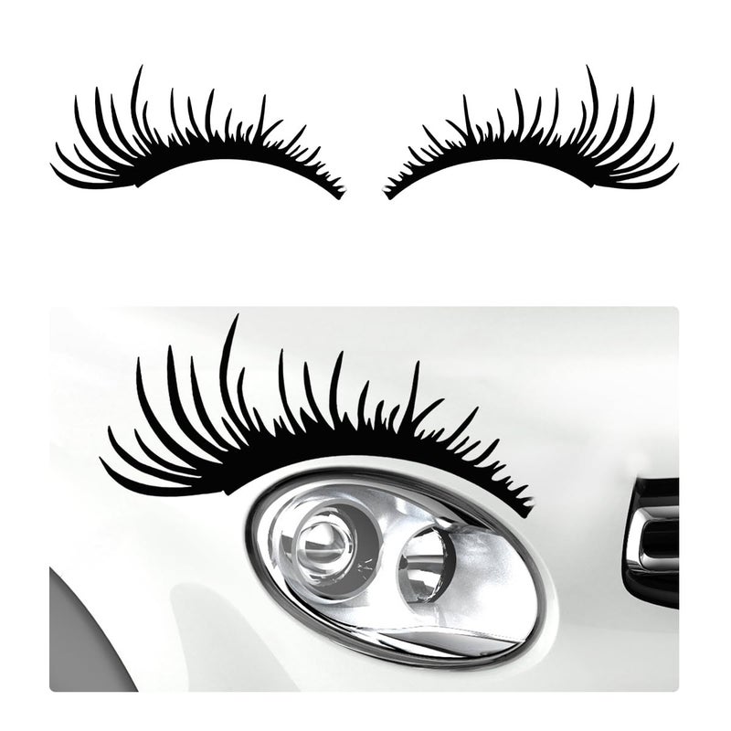 Wevdn 2 PCS Car Headlight Eyelash Decal Waterproof Vehicle Body Eyelashes Stickers Bumper Window Decal Universal Exterior Decoration Stickers for SUV Truck Car Accessories Black - Image 3