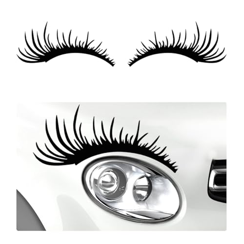 Wevdn 2 PCS Car Headlight Eyelash Decal Waterproof Vehicle Body Eyelashes Stickers Bumper Window Decal Universal Exterior Decoration Stickers for SUV Truck Car Accessories Black - Image 1