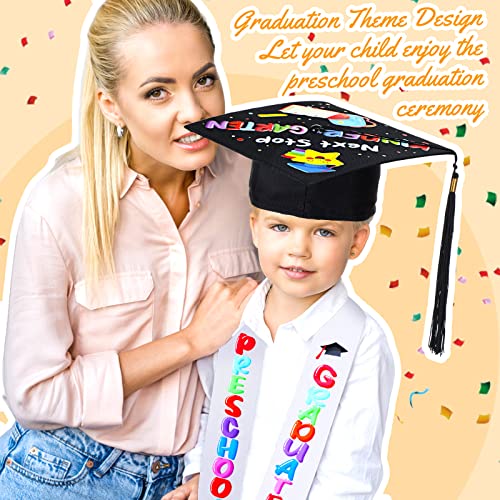 Funnysoft 2025 Preschool Graduation Cap with Printed Graduation Stole Unisex Preschool Graduation Cap Sash(White) - Image 4