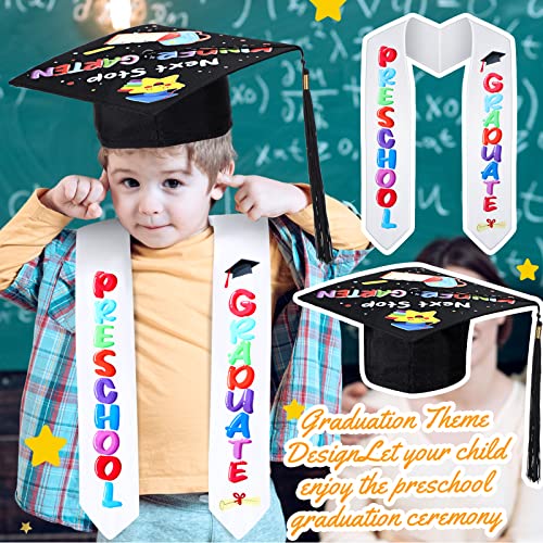 Funnysoft 2025 Preschool Graduation Cap with Printed Graduation Stole Unisex Preschool Graduation Cap Sash(White) - Image 5