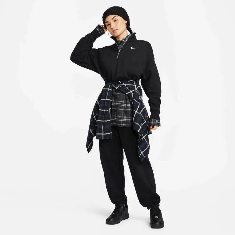 Nike Black Women's Sportswear Phoenix Fleece 1/2-Zip Cropped Sweatshirt for Women | Best Price UAE