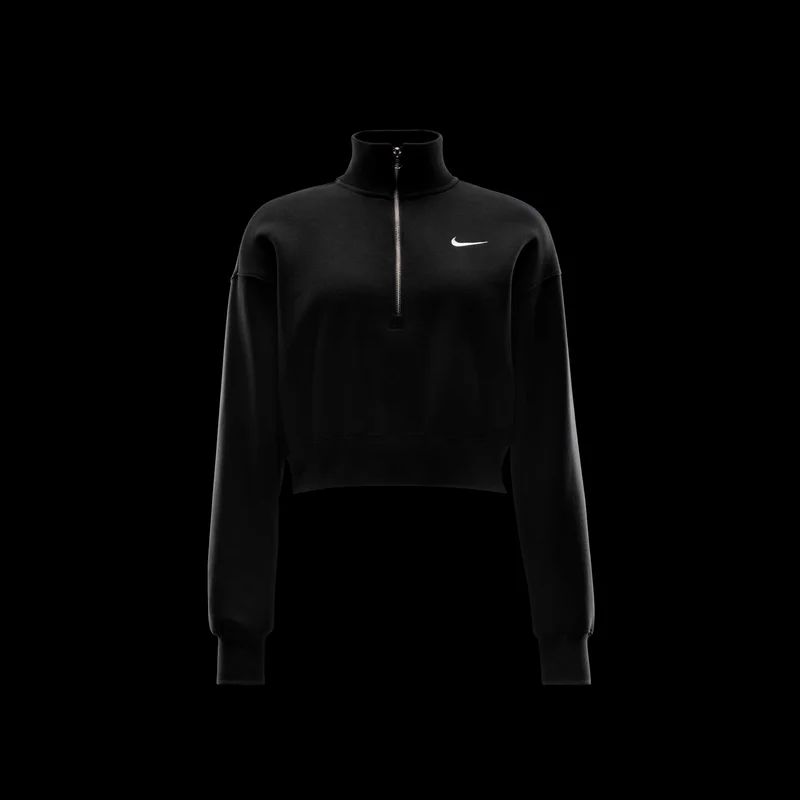 Nike Black Women's Sportswear Phoenix Fleece 1/2-Zip Cropped Sweatshirt for Women | Best Price UAE