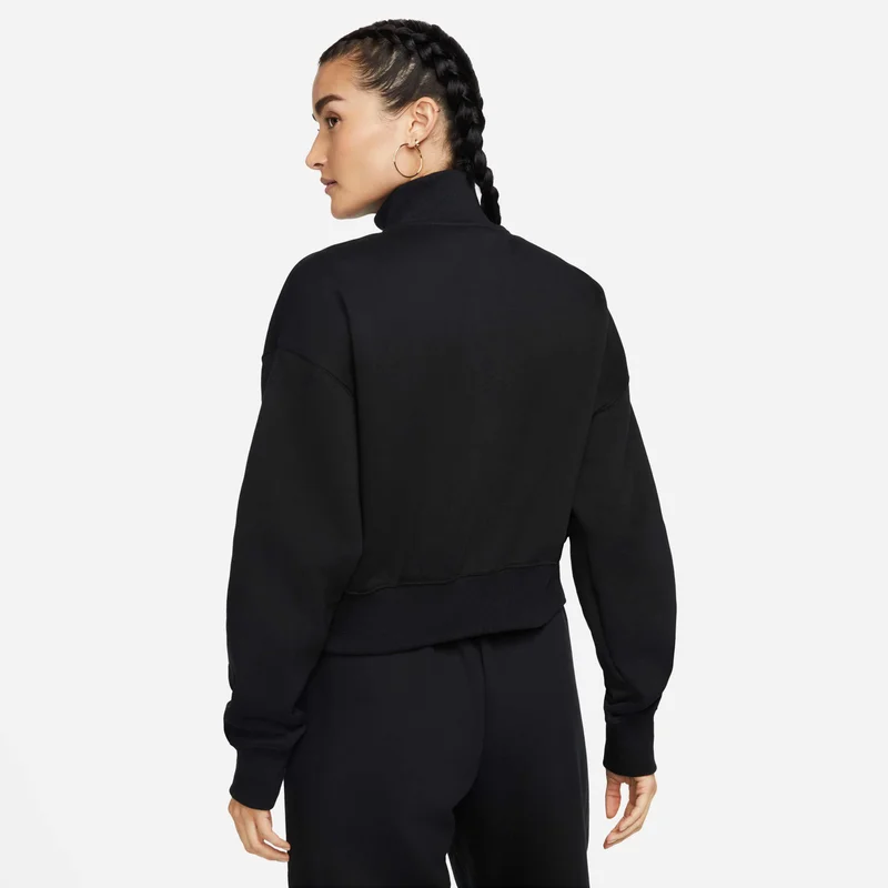 Nike Black Women's Sportswear Phoenix Fleece 1/2-Zip Cropped Sweatshirt for Women | Best Price UAE