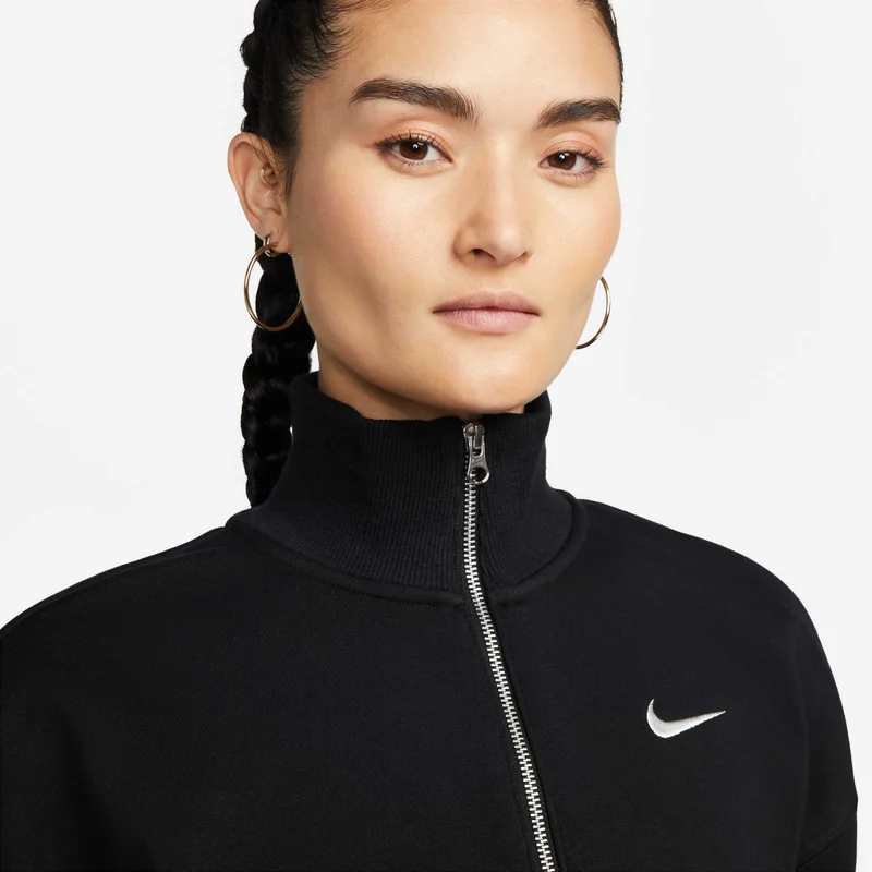 Nike Black Women's Sportswear Phoenix Fleece 1/2-Zip Cropped Sweatshirt for Women | Best Price UAE