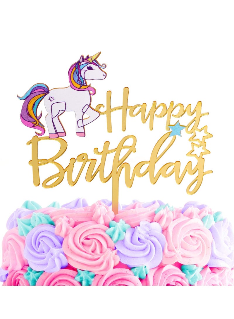 Highland Acrylic Unicorn Cake Topper for Birthday Decoration  - Image 1