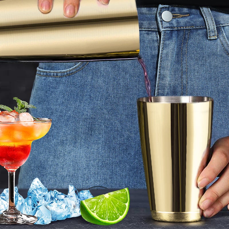LINALL Stainless Steel Boston Shaker - 2-Piece 18Oz & 28Oz Professional Bartender Cocktail Shaker Bartender Shaker Kit - Ctsk0013 (Gold) - Image 4