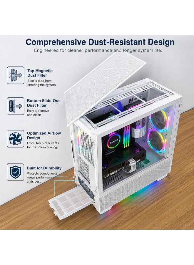 BLUMENIT AURIX Gaming PC Desktop Computer | Intel Core i5-12400F | RTX 5050 8GB | 16GB DDR4 | 1TB NVMe SSD | WiFi | Bluetooth | Windows 11 Pro WHTE - Image 3