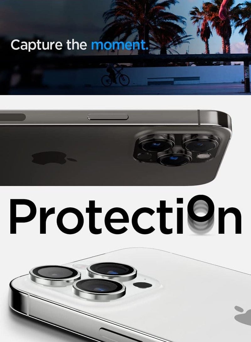 Spigen Glastr Ez Fit Optik Pro for iPhone 14 Pro and iPhone 14 Pro Max Camera Lens Protector (2 Pack) - Silver  - Image 3