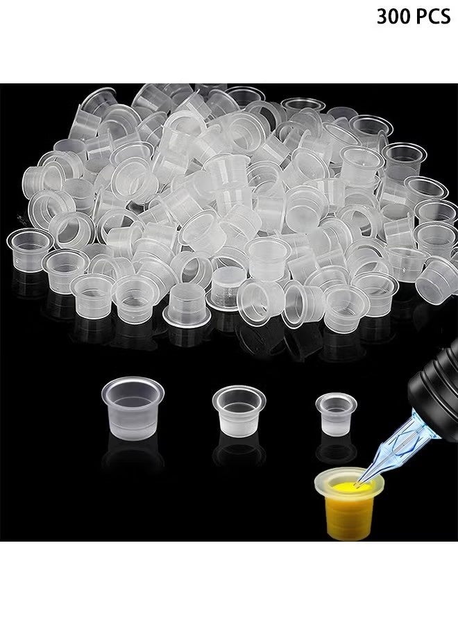 Tattoo Ink Cap, 300pcs Tattoo Ink Cups Pigment Caps Disposable Ink Caps for Tattooing Plastic Tattoo Cups Caps Mixed for Tattoo Supplies - Image 1