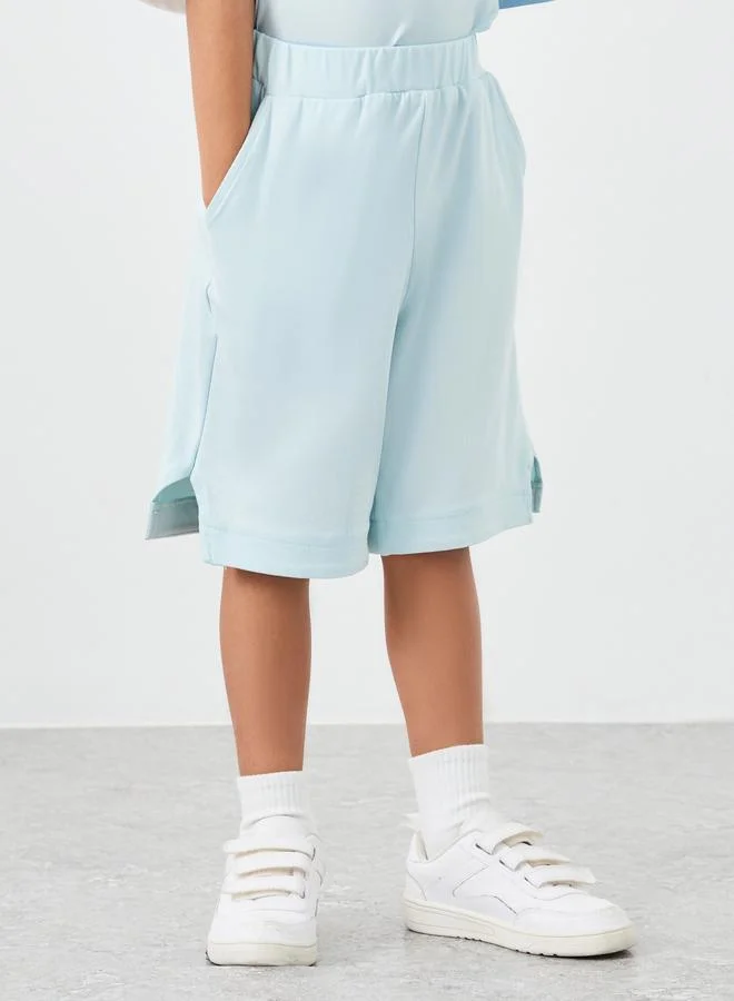 Styli Styli Color Block Polo T-Shirt and Shorts Set