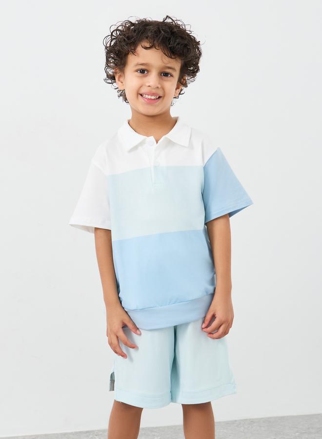 Styli Color Block Polo T-Shirt and Shorts Set - Image 2