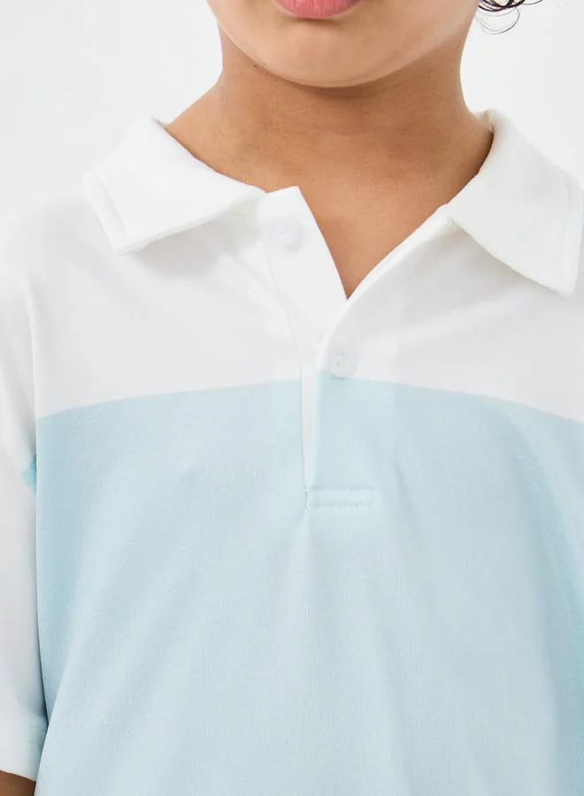 Styli Styli Color Block Polo T-Shirt and Shorts Set
