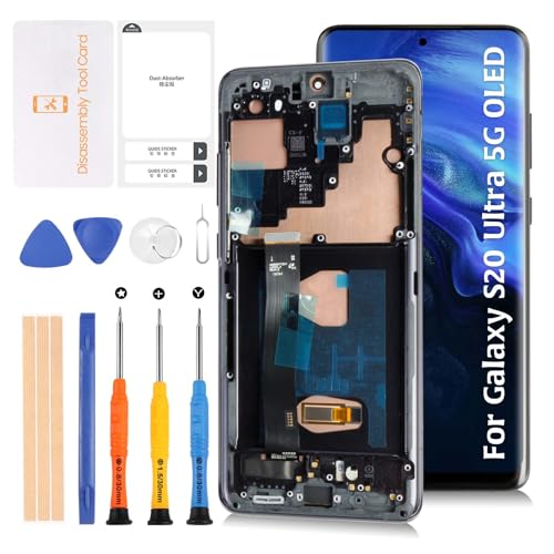 Olivechard S20 Ultra 4G5G G988 OLED LCD Display with Fingerprint 678 NOT OEM Touch Digitizer Assembly for Samsung Galaxy S20 Ultra SMG988BUWBDS LCD Screen Replacement KitCosmic Black Frame - Image 1