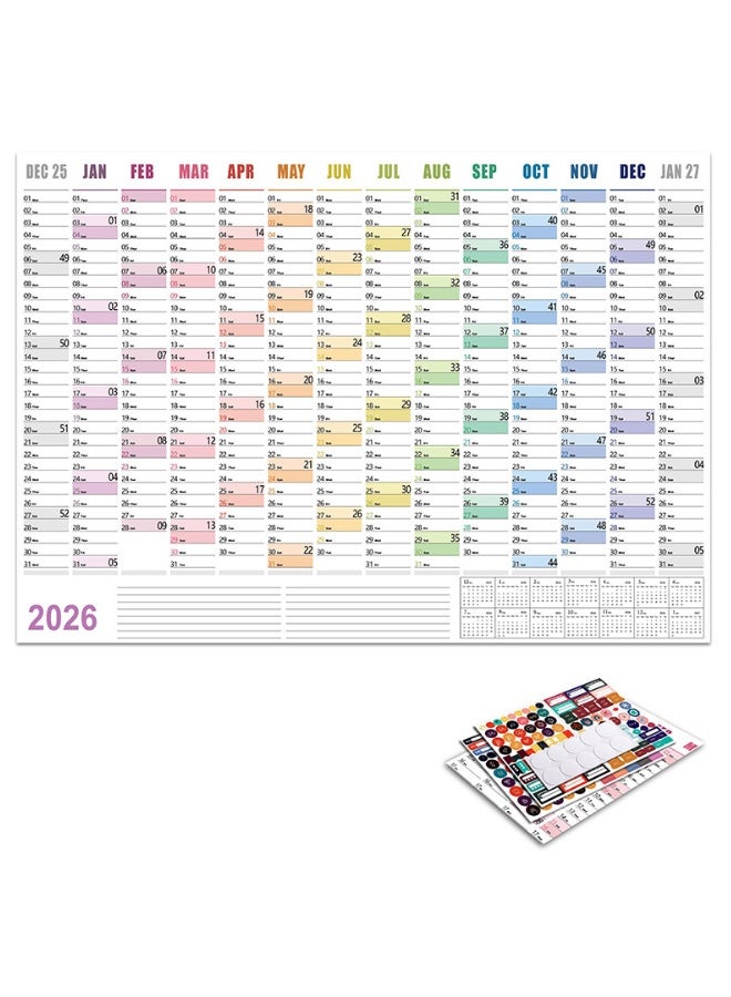 جمورو ورقة مخطط التقويم لعام ٢٠٢٦، تقويم حائطي معلق، جدول يومي سنوي، تقويم مُلصق، قائمة مهام سنوية للمستلزمات المكتبية - Image 1