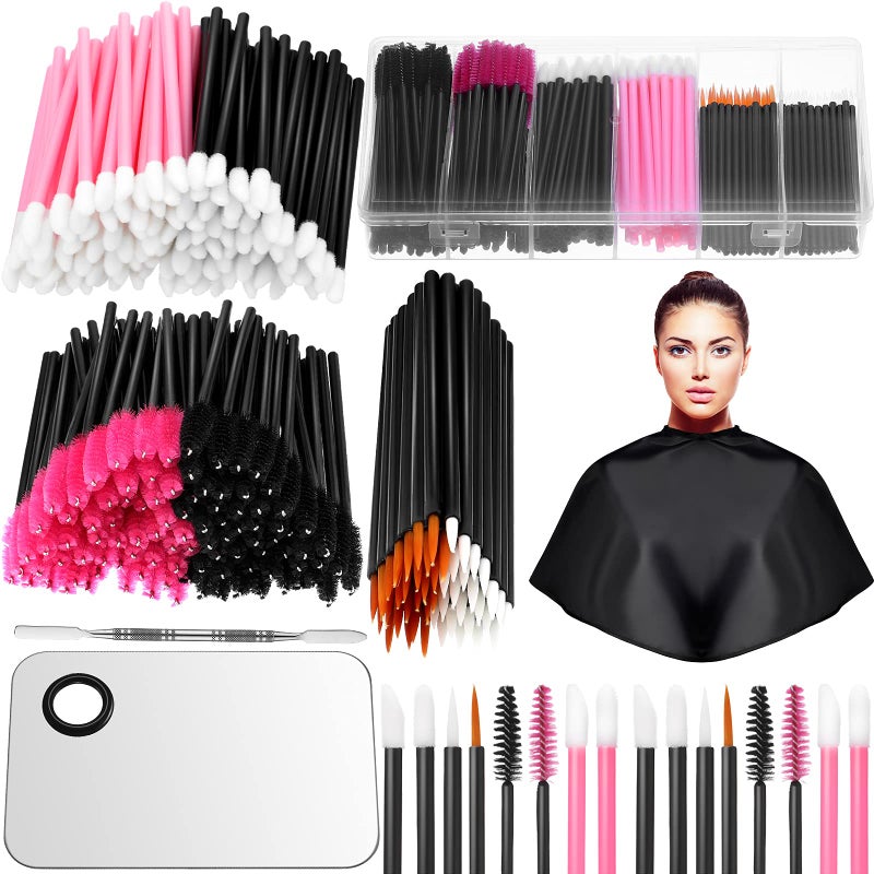 Maitys Maitys 260 Pieces Disposable Makeup Tools Kit Eyeliner Brushes Mascara Wands Lipstick Applicators Plastic Organizer Box Short Waterproof Cape Stainless Steel Makeup Palette SpatulaMixed Color 