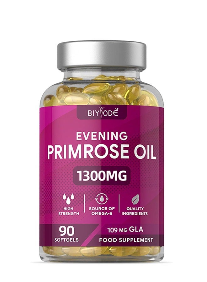 BIYODE Evening Primrose Oil Softgels 90 Capsules, Adjust Body for Women, Balanced Immune Response, Reducing Skin Inflammation and Retain Moisture, Food Supplement - Image 1