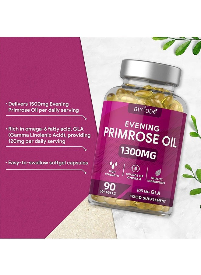 BIYODE Evening Primrose Oil Softgels 90 Capsules, Adjust Body for Women, Balanced Immune Response, Reducing Skin Inflammation and Retain Moisture, Food Supplement - Image 3