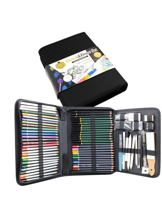 LUOSHI 75-Piece Pencil Sketching Kit for Professional Portrait Artists - Complete Graphite Drawing and Shading Set with Blending Stumps for Sketching, Crafting, and Shading - Image 5