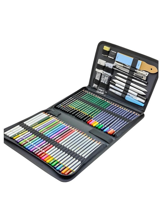 LUOSHI 75-Piece Pencil Sketching Kit for Professional Portrait Artists - Complete Graphite Drawing and Shading Set with Blending Stumps for Sketching, Crafting, and Shading - Image 1