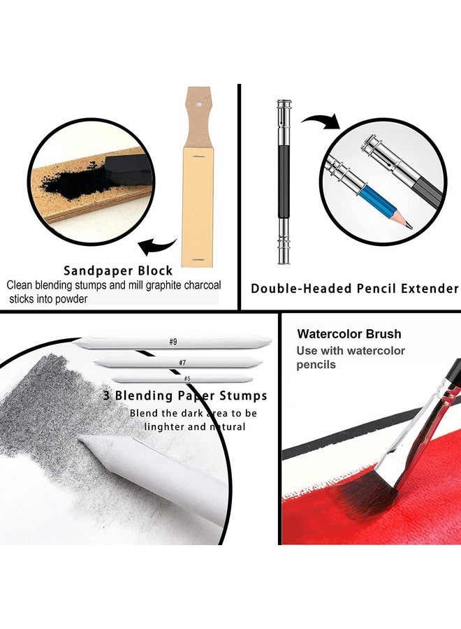 LUOSHI 75-Piece Pencil Sketching Kit for Professional Portrait Artists - Complete Graphite Drawing and Shading Set with Blending Stumps for Sketching, Crafting, and Shading - Image 4