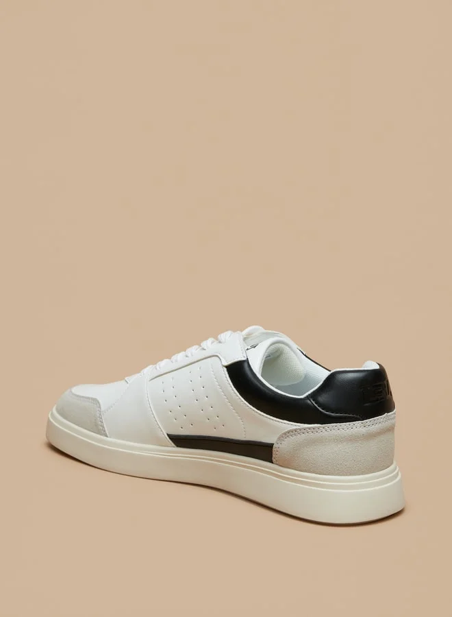 ال بي ال من شو اكسبرس Men's Textured Low Ankle Sneakers with Lace-Up Closure
