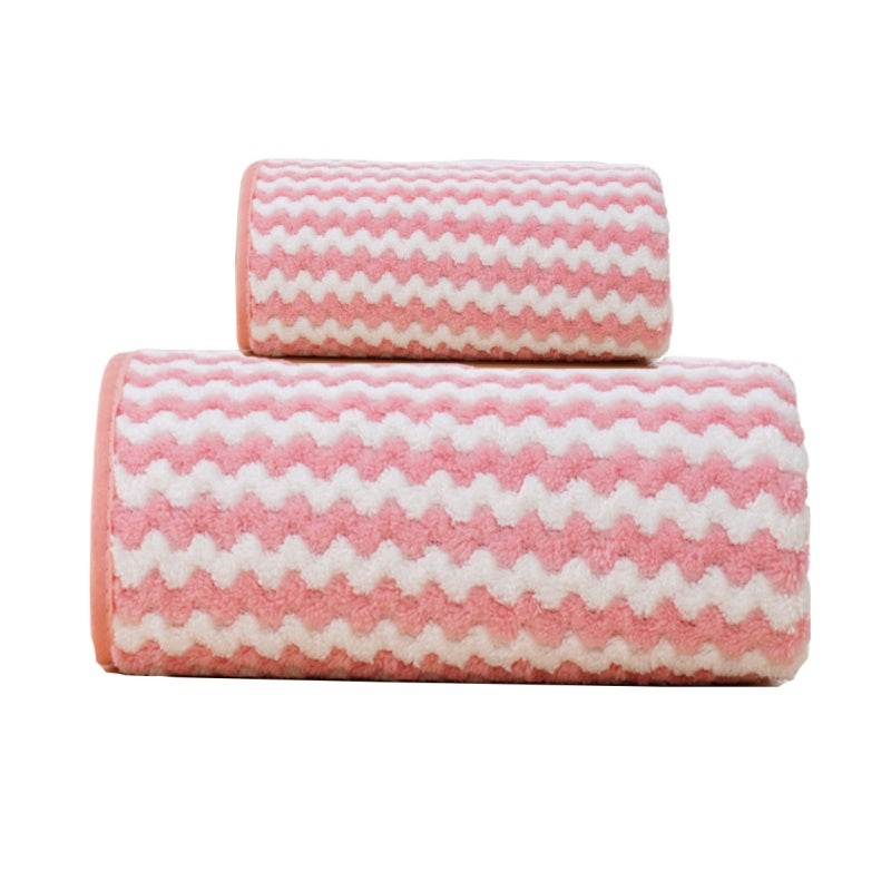 Soft Coral Fleece Bath Towel 35cm x 75cm 70cm x 140cm 2 Pack Absorbent Quick Dry Warp-Knitted Coral Fleece - Oversized Lightweight for Bathroom Spa Pool in W.-Pink - Image 1