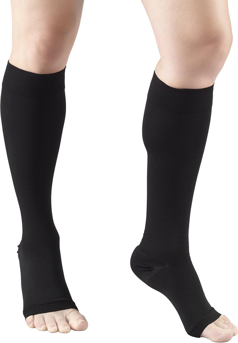 Truform 30-40 mmHg Compression Stockings for Men and Women - Knee High, Open Toe, Black, Small - Image 3
