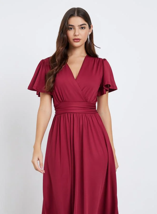 Styli Styli Ruffled Short Sleeves A-Line Maxi Dress