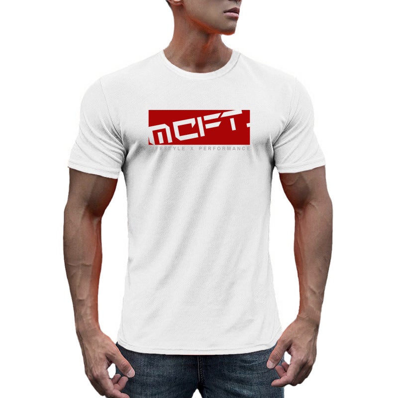 Muscle men''s summer new Korean style fitness sports T-shirt quick-drying breathable training round neck short sleeve casual bottoming shirt - Image 3