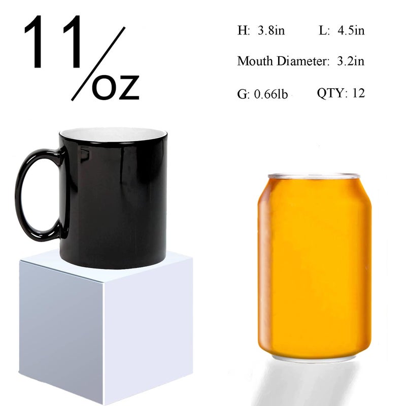 ABBSH Color Changing Coffee Mugs, Sublimation Mugs Magic Mugs Tazas Magicas Para Sublimacion Cups Heat Sensitive Coffee Mugs 11 OZ Set of 12 - Image 2