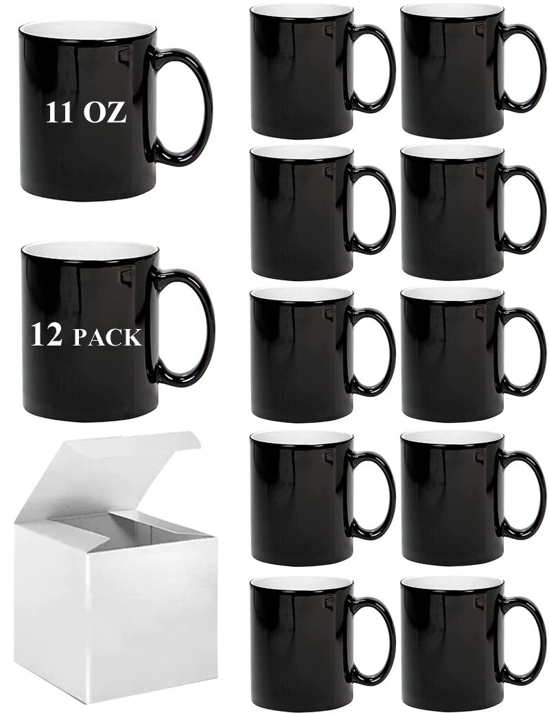 ABBSH Color Changing Coffee Mugs, Sublimation Mugs Magic Mugs Tazas Magicas Para Sublimacion Cups Heat Sensitive Coffee Mugs 11 OZ Set of 12 - Image 1