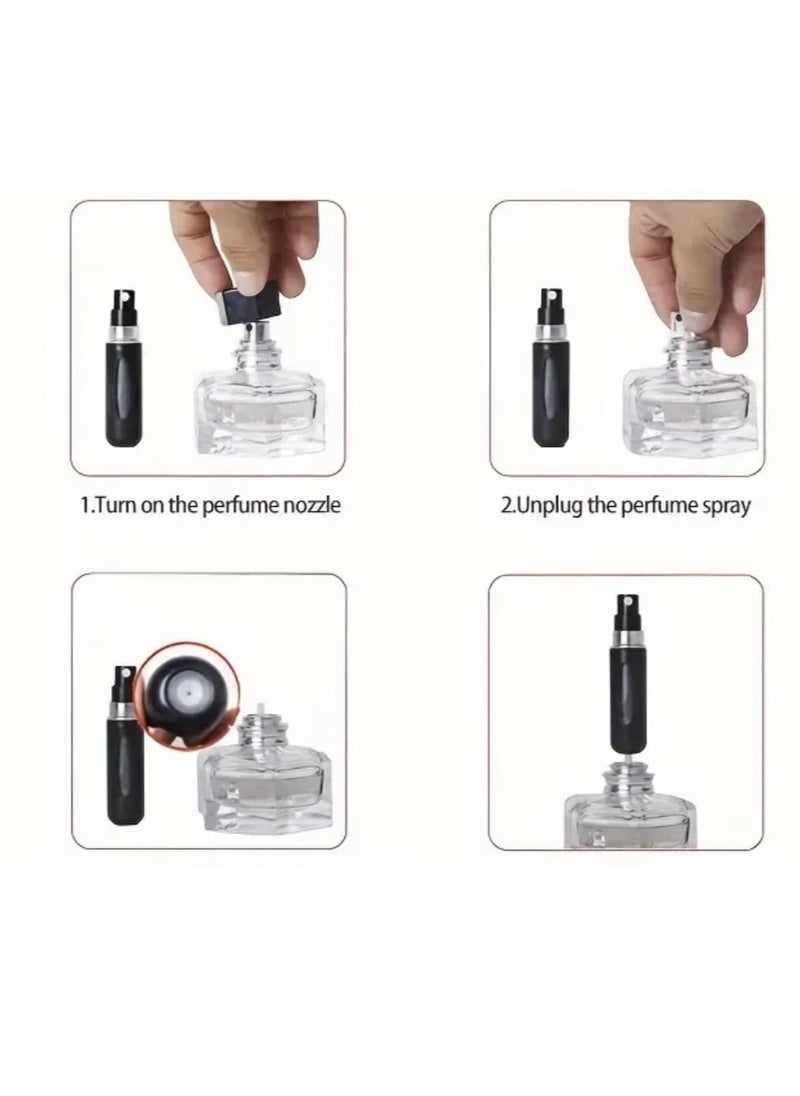 CleanWave - The Pure Effect Mini Perfume Atomizer Spray Bottles – 3-Pack Refillable Travel Size (5ml) in White, Black & Silver – Leak-Proof, Portable Scent Pump for Purse, Pocket, Travel & Daily Use - Refillable Atomiz  - Image 5