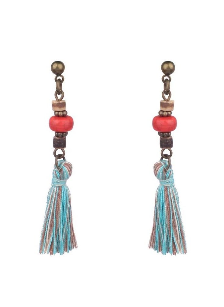 Generic - A distinctive and elegant women's earring, turquoise and copper accessory - Image 1
